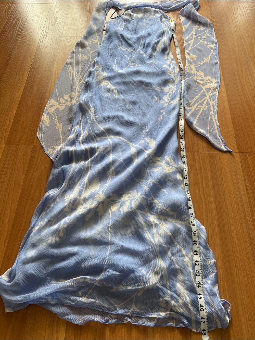 Amanda Uprichard Pale Blue Floral Halter Maxi Dress - Picture 7 of 12